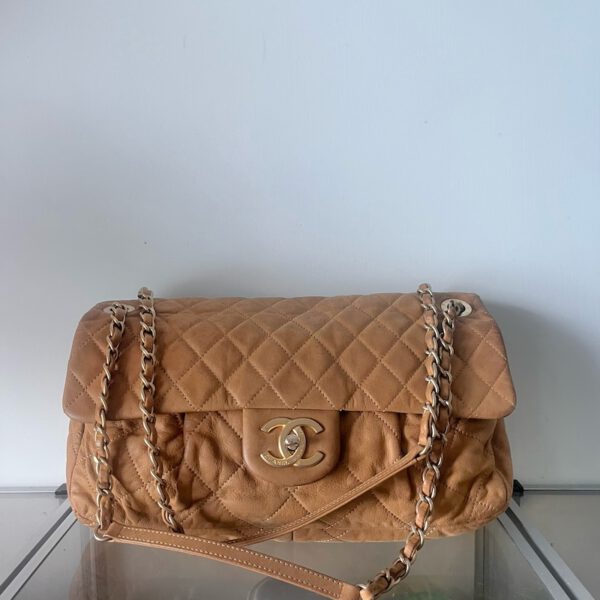 Chanel brown leather chain shoulder bag